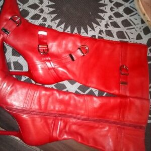Bronx red heeled boots size 39